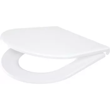 DEANTE CGN_6SOZ Schlanker Toilettensitz mit Soft-Close und Quick-Release, D-Form, Weiß