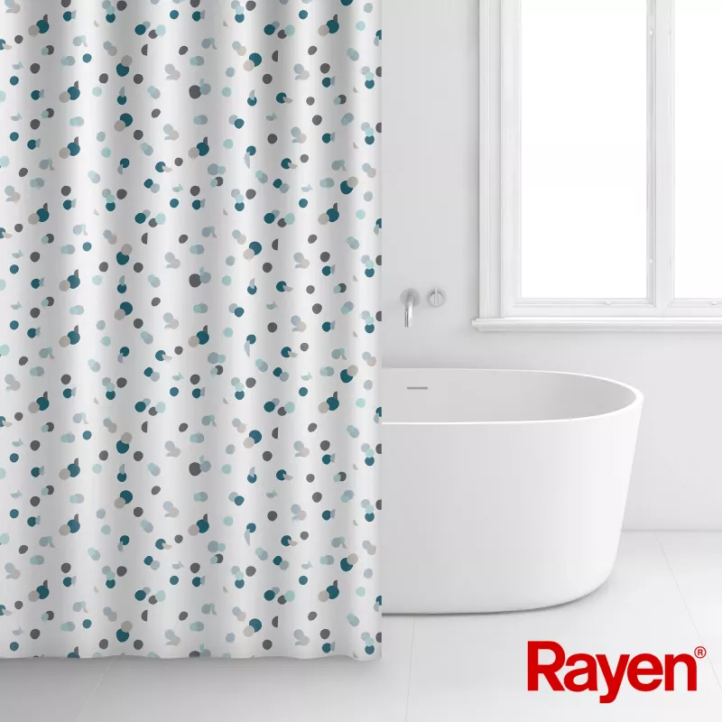 RAYEN Duschvorhang 180x200cm weiß/blau, Polyester