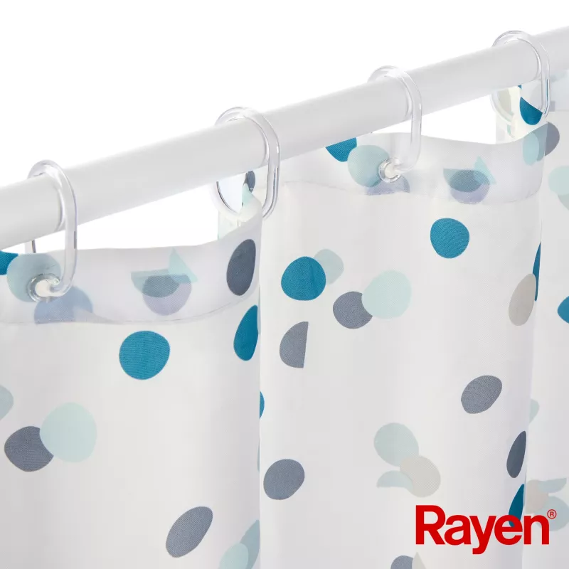RAYEN Duschvorhang 180x200cm weiß/blau, Polyester