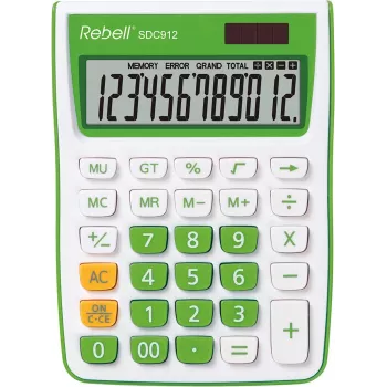 REBELL RE-SDC912GR BX Halb-Desktop-Taschenrechner 12-stellig Dual Power Grau