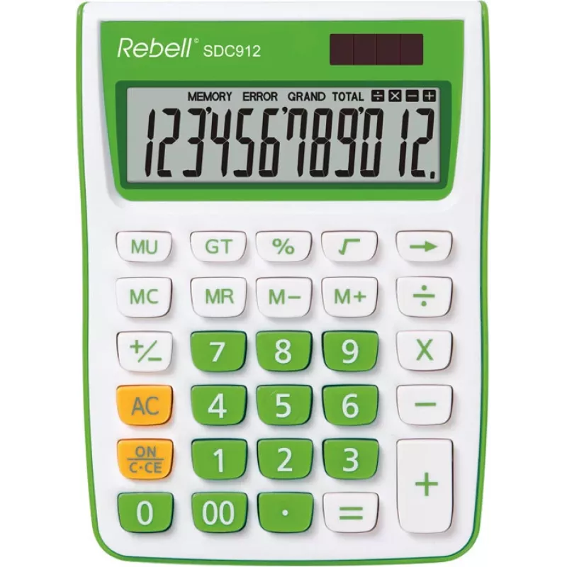 REBELL RE-SDC912GR BX Halb-Desktop-Taschenrechner 12-stellig Dual Power Grau