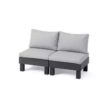 KETER Gartensofa Zweisitzer Elements 2 Sitzer grau/hellgrau