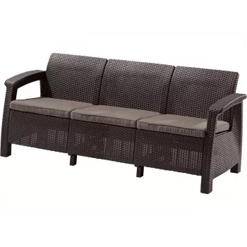 KETER Corfu Love Seat Max brauner dreisitziger Gartensofa