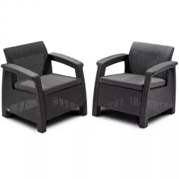 KETER Gartenstühle Corfu Duo Set grau