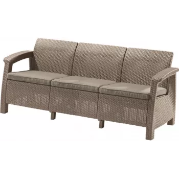 KETER Corfu Love Seat Max beige dreisitziges Garten-Sofa