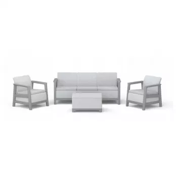 KETER Gartenmöbel-Set Scandi Linea 3-Sitzer-Set hellgrau/dunkelstahlgrau
