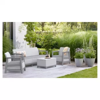 KETER Gartenmöbel-Set Scandi Linea 3-Sitzer-Set hellgrau/dunkelstahlgrau