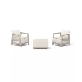 KETER Gartenmöbel-Set Scandi Linea Balkon-Set kieselgrau/hellbeige
