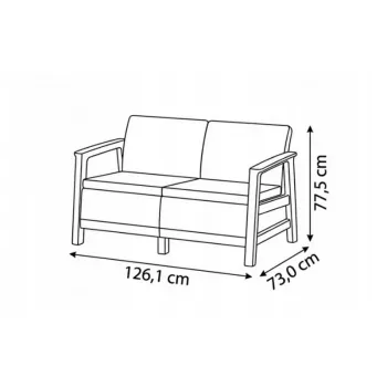 KETER Gartensofa Zweisitzer Scandi Linea 2-Sitzer Sofa kieselgrau/hellbeige