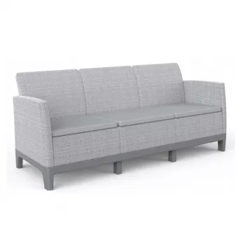 KETER Gartensofa Zweisitzer Scandi Form 3-Sitzer Sofa hellgrau/dunkelstahlgrau