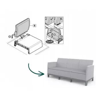 KETER Gartensofa Zweisitzer Scandi Form 3-Sitzer Sofa hellgrau/dunkelstahlgrau