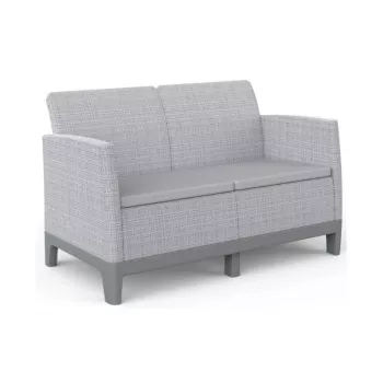 KETER Gartensofa Zweisitzer Scandi Form 2-Sitzer Sofa hellgrau/dunkelstahlgrau