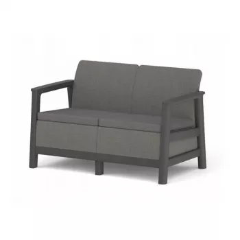 KETER Gartensofa Zweisitzer Scandi Linea 2-Sitzer Sofa grau