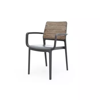 KETER Gartenstuhl Deco Porto Sessel Eschenholz-Optik/Grau