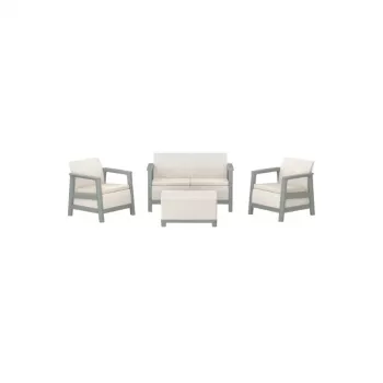 KETER Gartenmöbel-Set Scandi Linea 2-Sitzer Set kieselgrau/salbeigrün Steinton