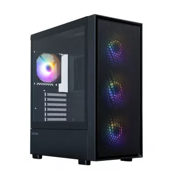 Zalman S6 Schwarz ATX Mid Tower PC-Gehäuse mit 4 ARGB-Lüftern und gehärtetem Glas