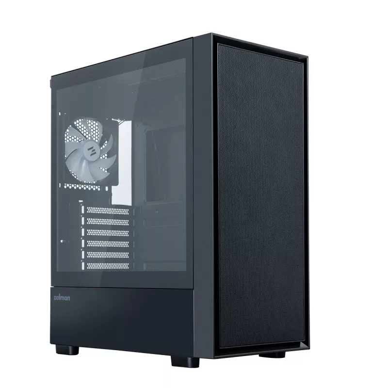 Zalman S6 Schwarz ATX Mid Tower PC-Gehäuse mit 4 ARGB-Lüftern und gehärtetem Glas
