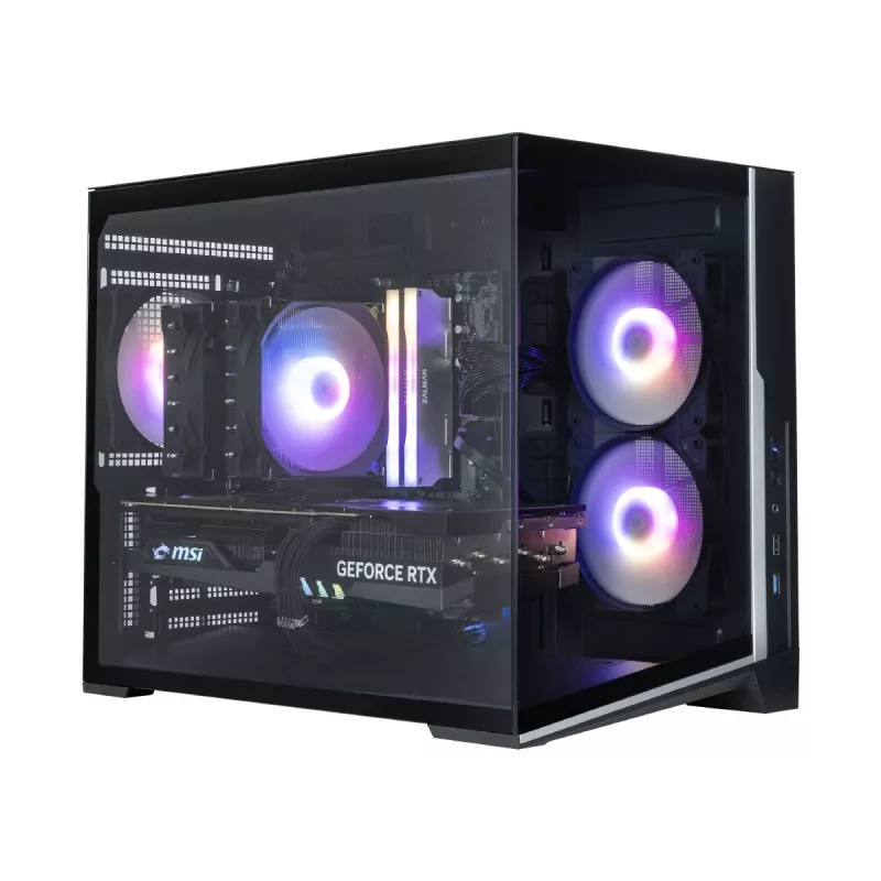 Zalman D30 Schwarz mATX Mini Tower PC-Gehäuse mit 3x 120mm ARGB-Lüftern und gehärtetem Glas-Seitenteil