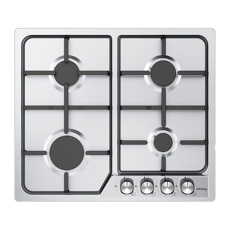 ISEASY MGBG-604C Freistehender Gasherd mit 65L Backofen und Grill, Edelstahl