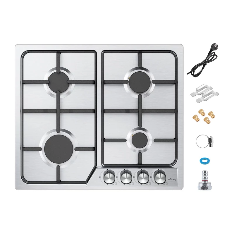 ISEASY MGBG-604C Freistehender Gasherd mit 65L Backofen und Grill, Edelstahl