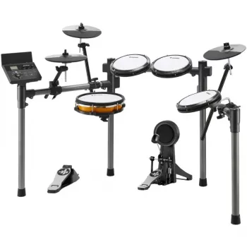 DONNER EC7247 Elektronisches Schlagzeug mit Mesh-Pads, 225+ Sounds, USB MIDI, Aluminium-Rack