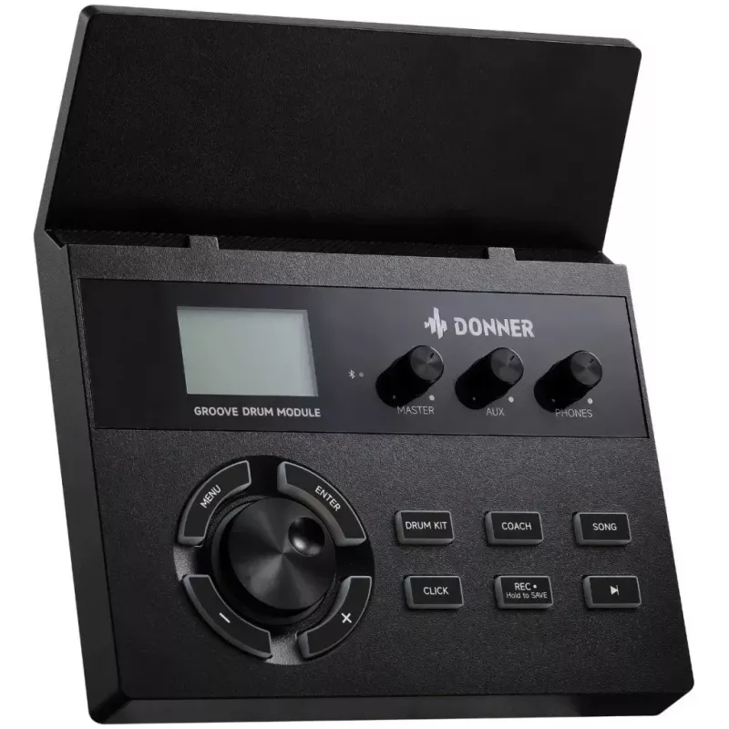 DONNER EC7247 Elektronisches Schlagzeug mit Mesh-Pads, 225+ Sounds, USB MIDI, Aluminium-Rack