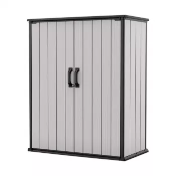 Keter Premier Tall Gartenhaus 29209552 – Beige/Braun Harz Lagerhaus, 1700L, Doppelwandig, Abschließbar