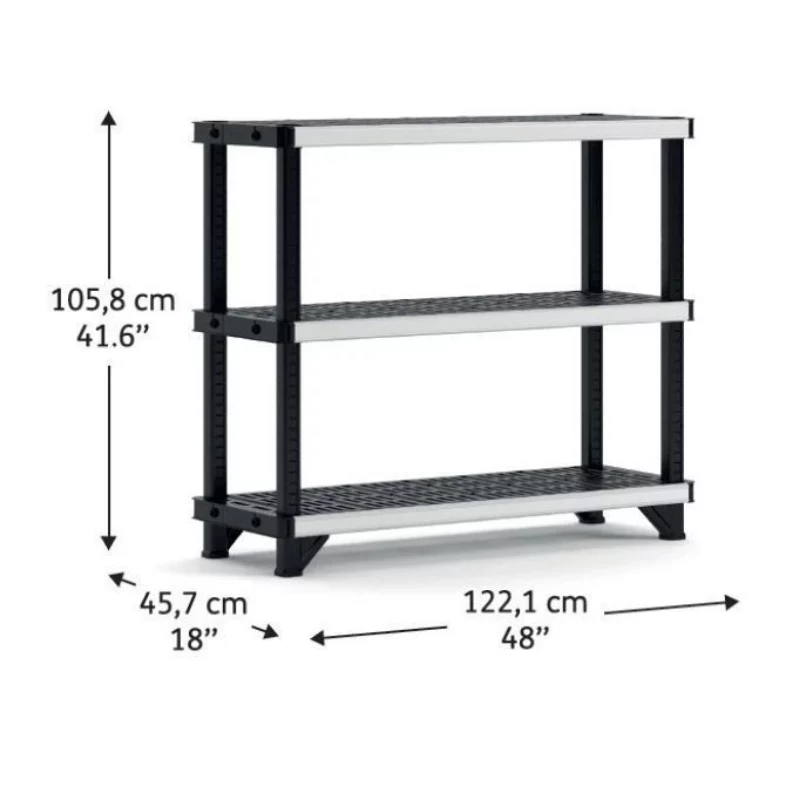 KETER 3-stufiges Regal Fused 122,1x45,7x105,8cm schwarz