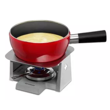 Trisa Swiss Cross Stone Käsefondue-Set 2,5L, 6 Gabeln, Steingut-Topf mit Rechaud und Brenner (7579.75)