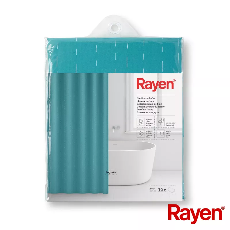 RAYEN Duschvorhang 180x200cm hellblau, Polyester