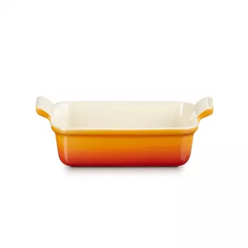 LE CREUSET Rechteckige Auflaufform Heritage Steingut 19x14cm / 1,1L orange