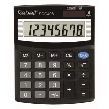 REBELL RE-SDC408 BX Halb-Desktop-Taschenrechner, 12-stelliges LCD, Dual Power (Solar & Batterie), Schwarz