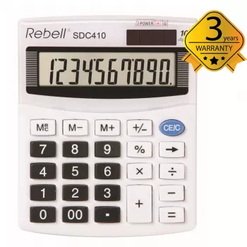 REBELL RE-SDC410 BX Halb-Desktop-Taschenrechner, 10-stelliges LCD, Dual Power (Solar & Batterie), Schwarz