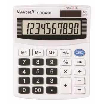 REBELL RE-SDC410 BX Halb-Desktop-Taschenrechner, 10-stelliges LCD, Dual Power (Solar & Batterie), Schwarz