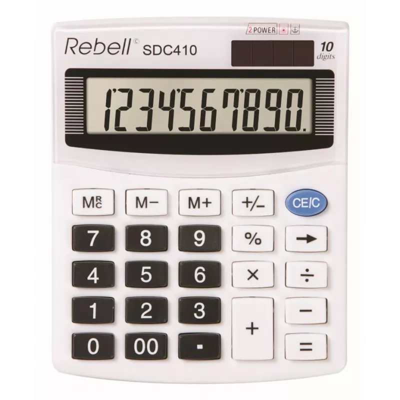 REBELL RE-SDC410 BX Halb-Desktop-Taschenrechner, 10-stelliges LCD, Dual Power (Solar & Batterie), Schwarz