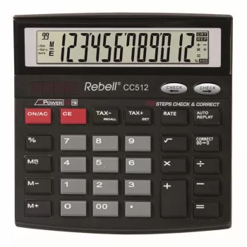 REBELL RE-CC512 BX Tischrechner 12-stellig Dual Power Schwarz/Silber