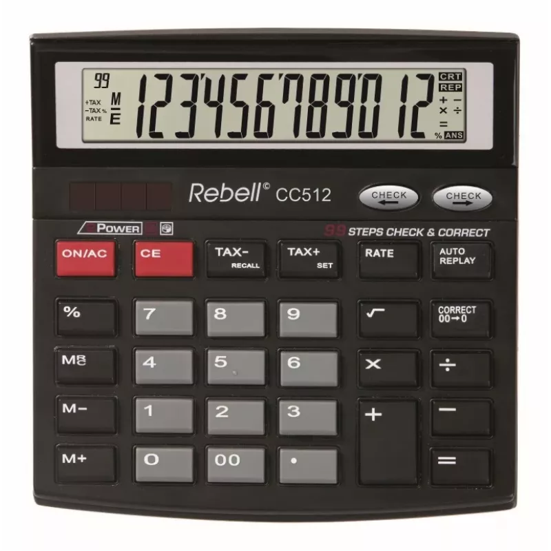 REBELL RE-CC512 BX Tischrechner 12-stellig Dual Power Schwarz/Silber