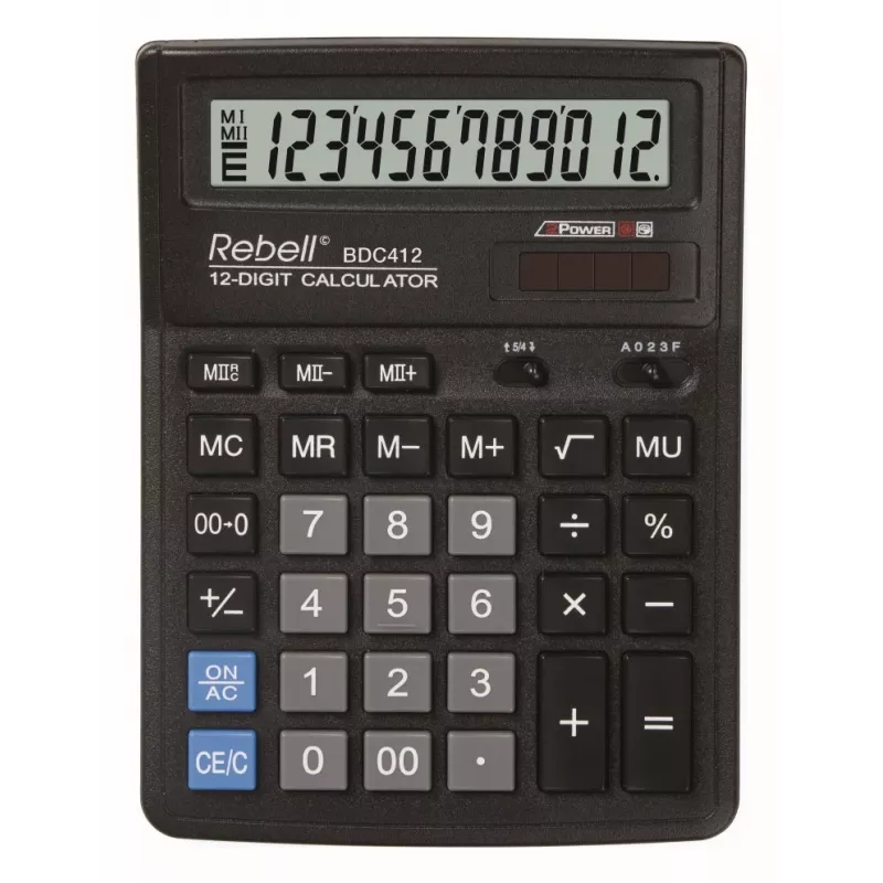 REBELL RE-BDC412 BX Tischrechner 12-stellig Dual Power Schwarz