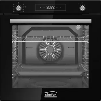 Simfer BI-81608P Pyrolytischer Einbau-Backofen, 80 L, 10 Funktionen, Elektronische Touch-Steuerung, Energieeffizienzklasse A, Schwarz