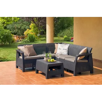 KETER Gartenmöbel-Set Corfu Relax Set braun