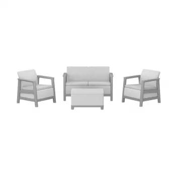 KETER Gartenmöbel-Set Scandi Linea 2-Sitzer Set hellgrau/dunkelstahlgrau