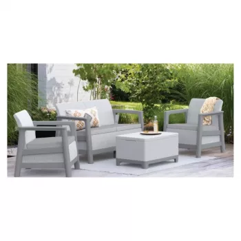 KETER Gartenmöbel-Set Scandi Linea 2-Sitzer Set hellgrau/dunkelstahlgrau