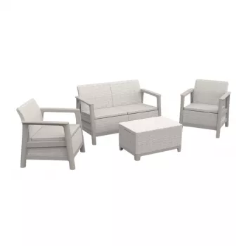KETER Gartenmöbel-Set Scandi Linea 2-Sitzer-Set kieselgrau/hellbeige