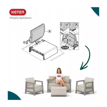KETER Gartenmöbel-Set Scandi Linea 2-Sitzer-Set kieselgrau/hellbeige