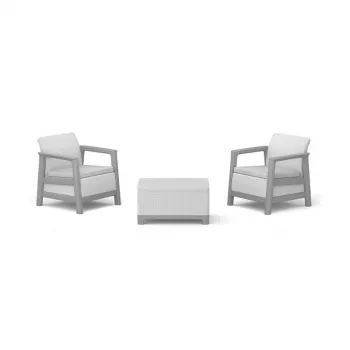 KETER Gartenmöbel-Set Scandi Linea Balkon-Set hellgrau/dunkelstahlgrau