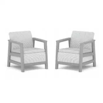 KETER Gartenstühle 2 Stk. Scandi Linea hellgrau/dunkelstahlgrau