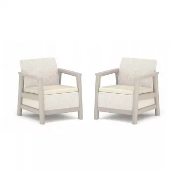 KETER Gartenstühle 2 Stück Scandi Linea kieselgrau/hellbeige