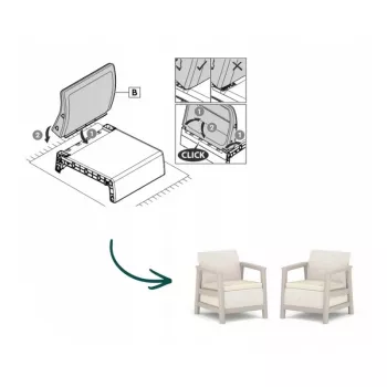 KETER Gartenstühle 2 Stück Scandi Linea kieselgrau/hellbeige