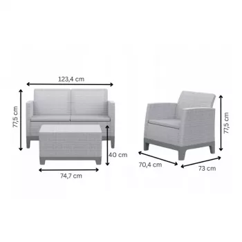 KETER Gartenmöbel-Set Scandi Forma 2-Sitzer-Set pebble grey/light beige