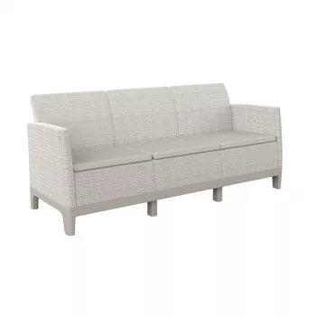 KETER Gartensofa Zweisitzer Scandi Form 3-Sitzer Sofa Kieselgrau/Hellbeige